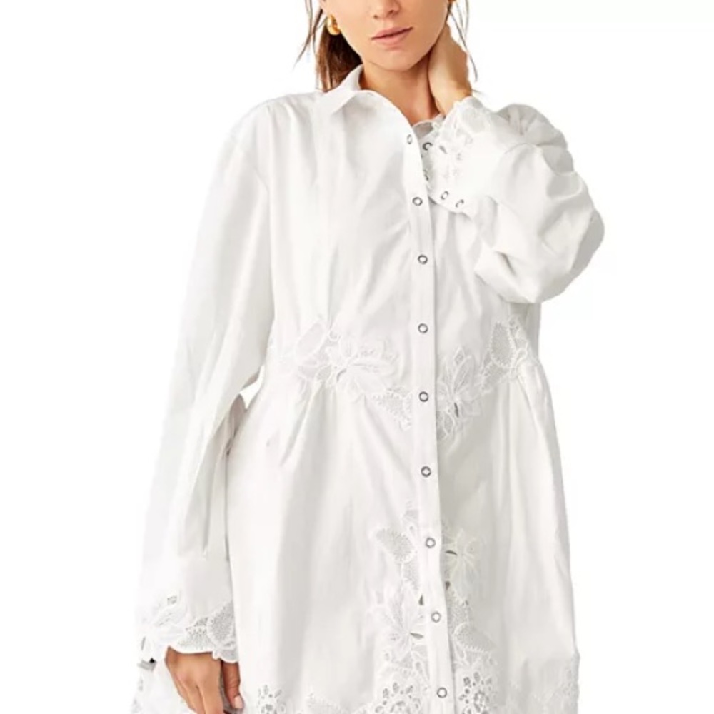 Free People Constance Mini Dress Lace Floral Embroider Line Stretch Blac…